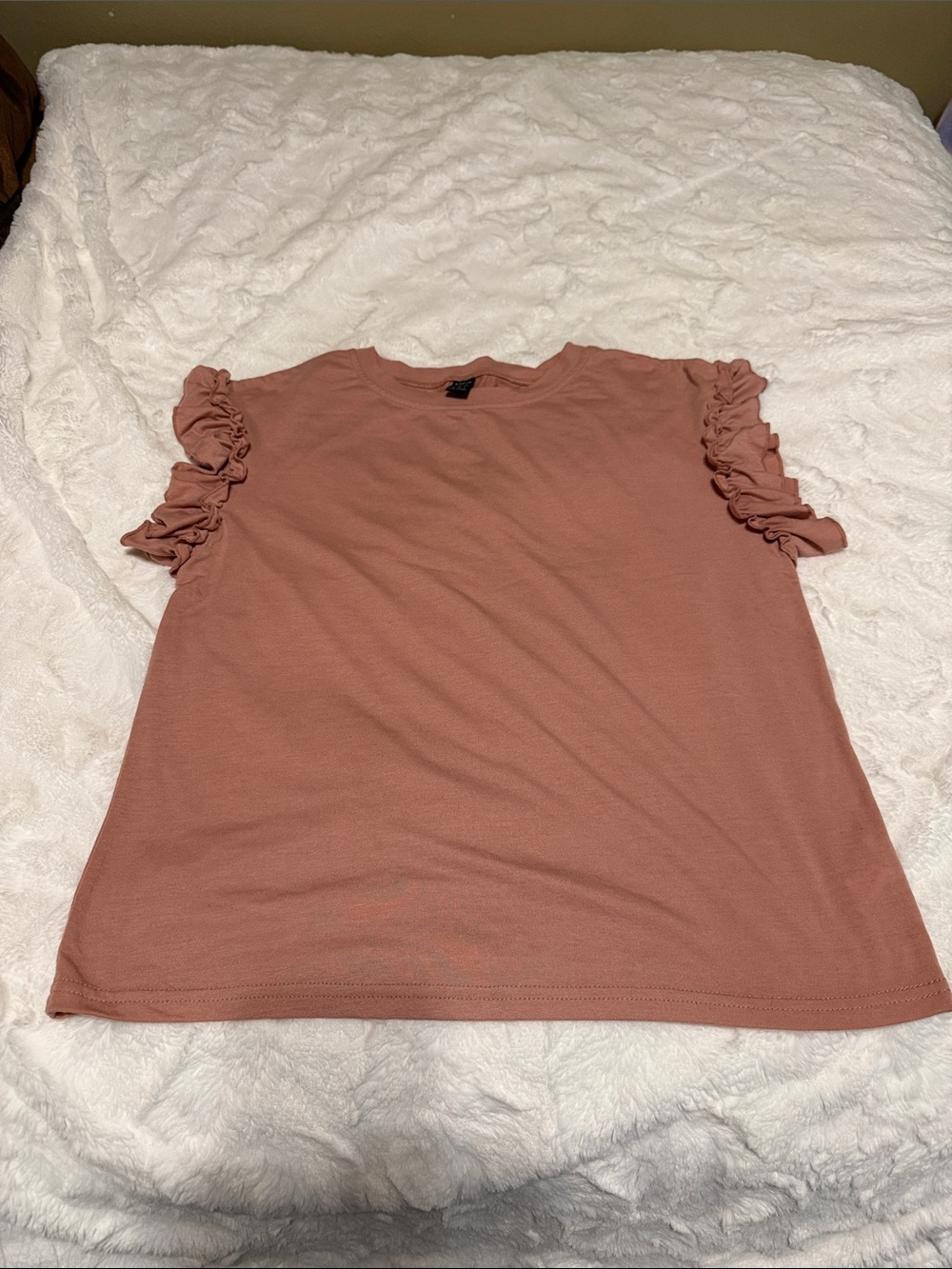 SHEIN Mauve Ruffle Sleeve Tee